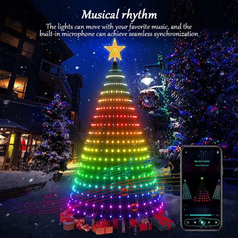 5Ft Smart Christmas Tree Lights - 400 LEDs with Remote & App Control - Music Sync,