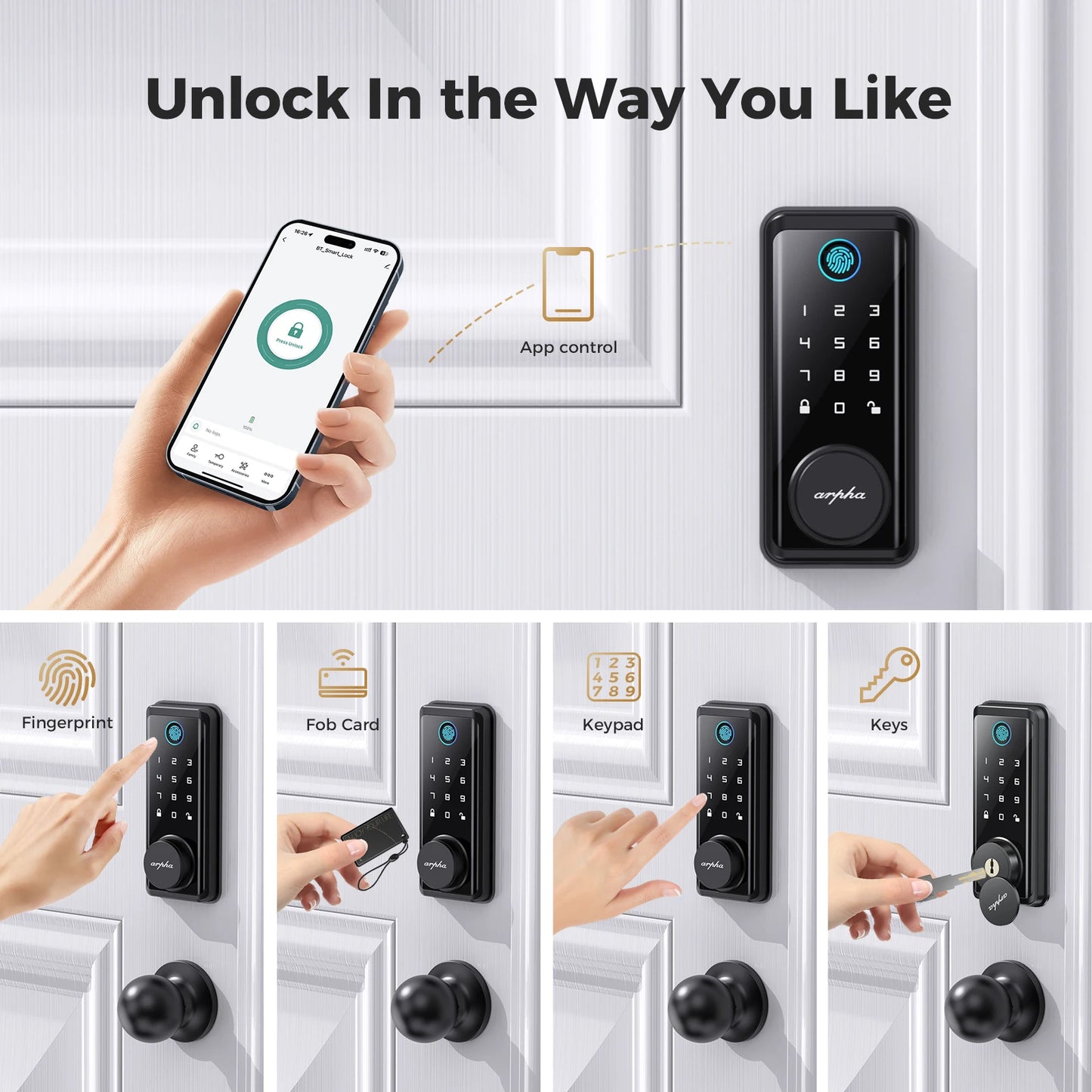Smart Lock D601K Keyless Entry Door Lock Deadbolt with Handle Set Waterproof