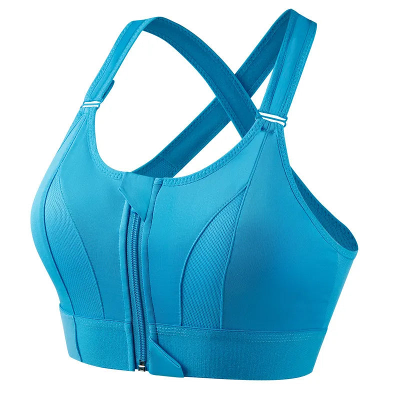 Adjustable Front-Zip Sports Bra. It's a shockproof, wire-free
