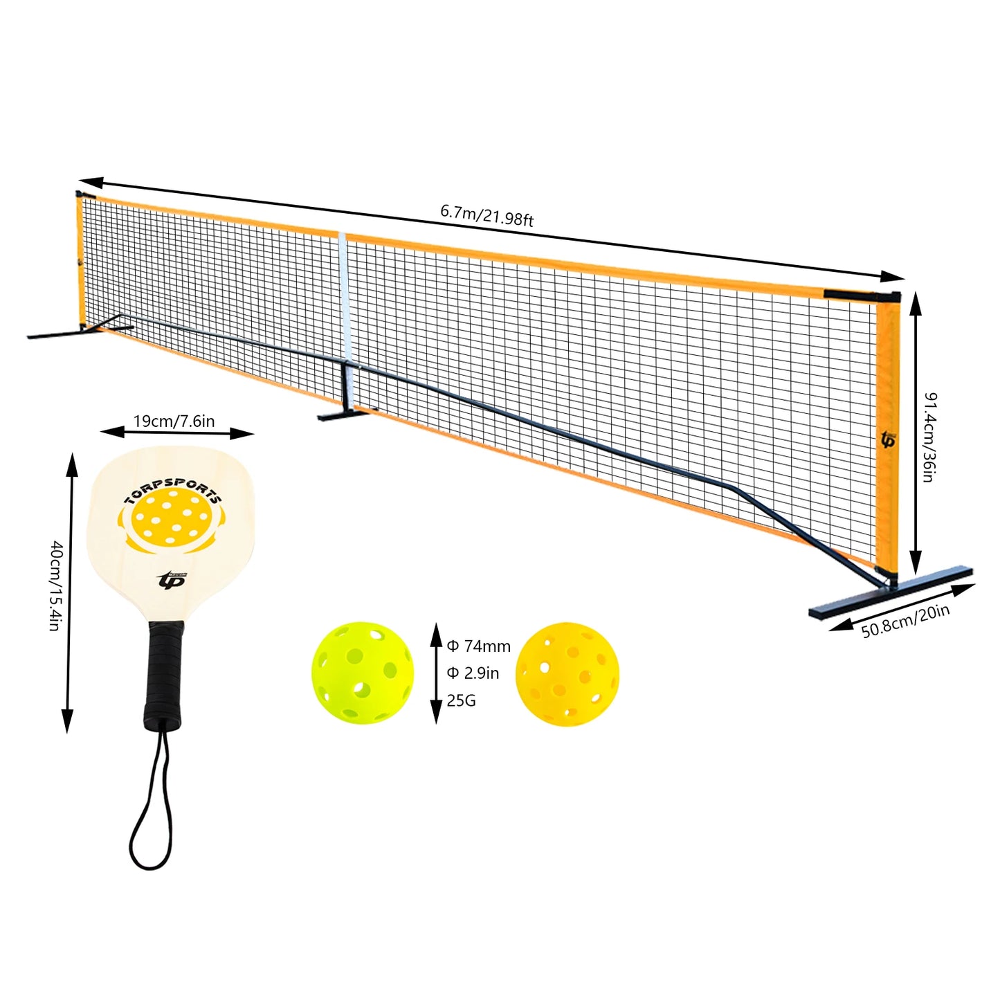 Portable Pickleball Net Set with 4 Pickleball Paddles Outdoor