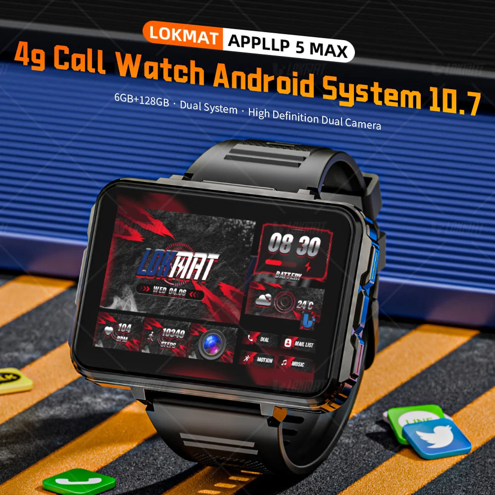 MAX Android Watch Phone Square Big Screen Wifi 4G Calls Smartwatches