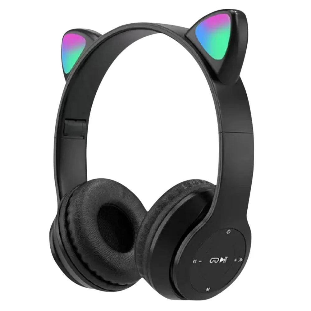 Wireless Headphones Cat Ear Bluetooth-Compatible Helmets Glow Light