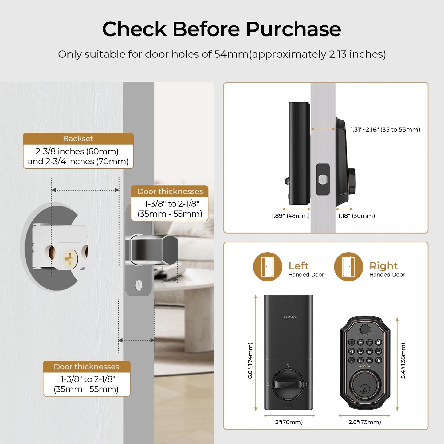 Smart Lock D280W Keyless Entry Door Lock Fingerprint Bulit-in WiFi