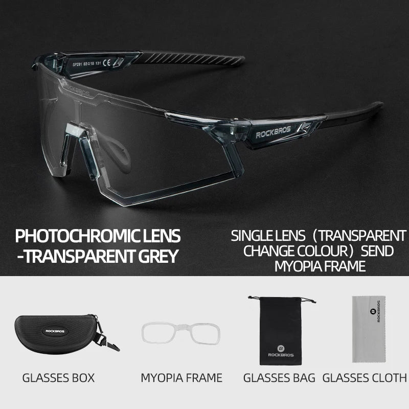Polarized Photochromic Bike Glasses Outdoor UV400 Bicycle Eyewear Sunglasses