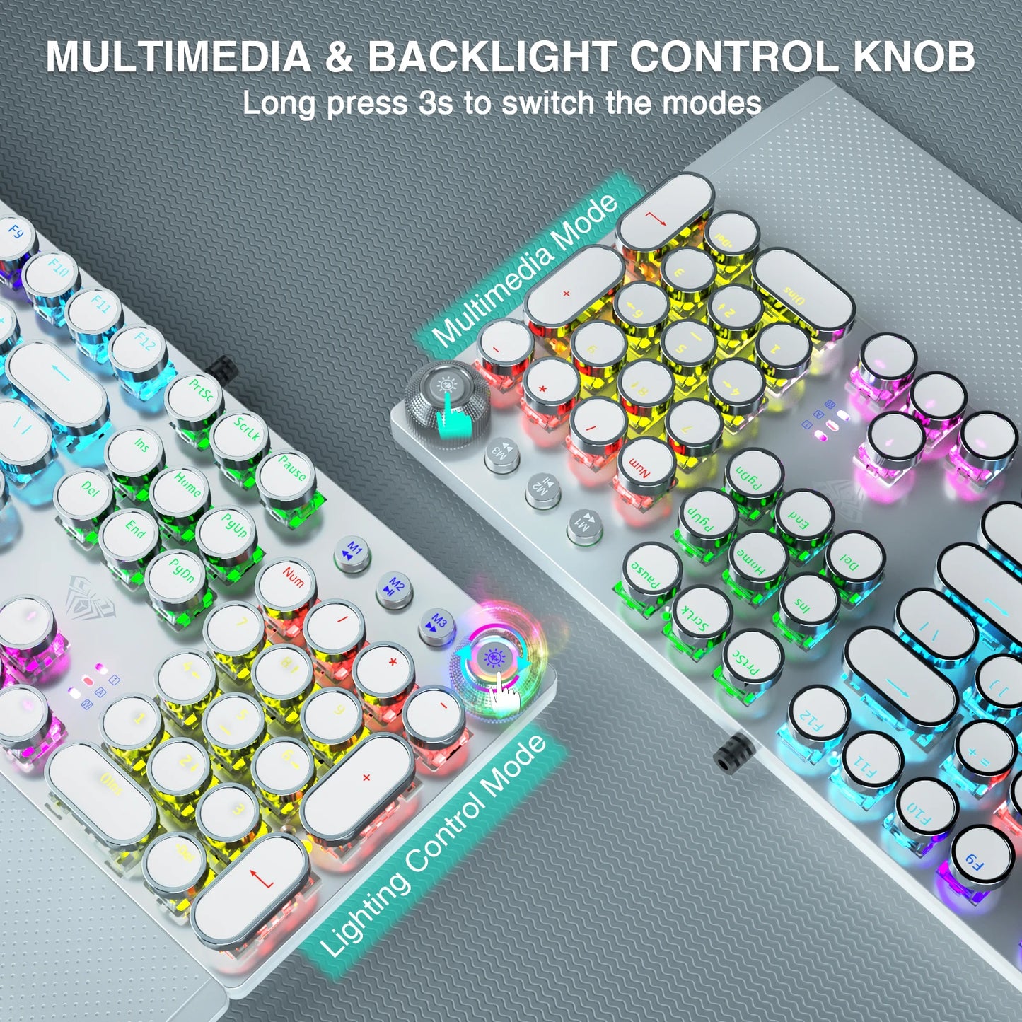 Mechanical Keyboard Round 104 keys Blue Mechanical Switch Gaming