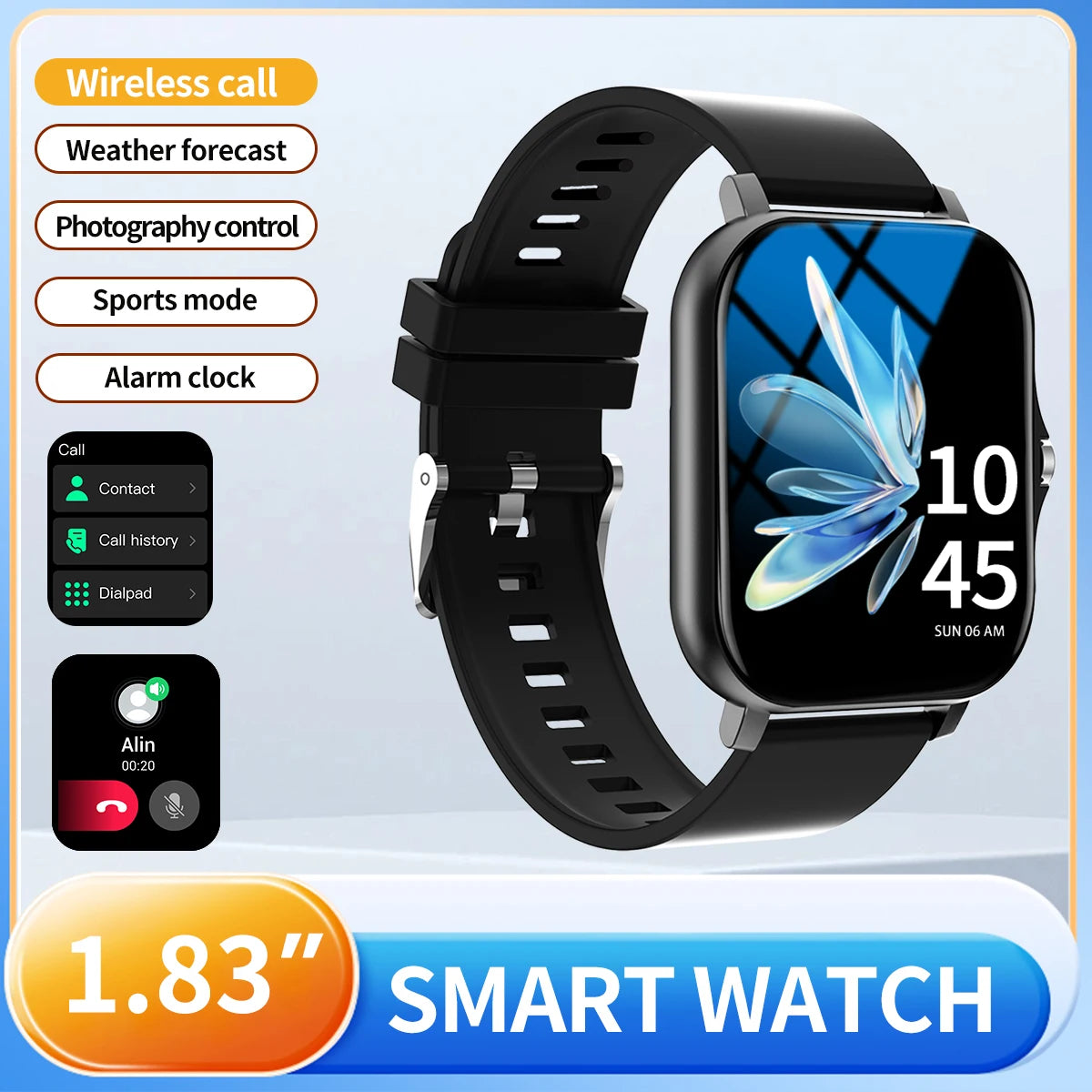 Outdoor sports smartwatch, wireless calling, information reminder, men's and women's