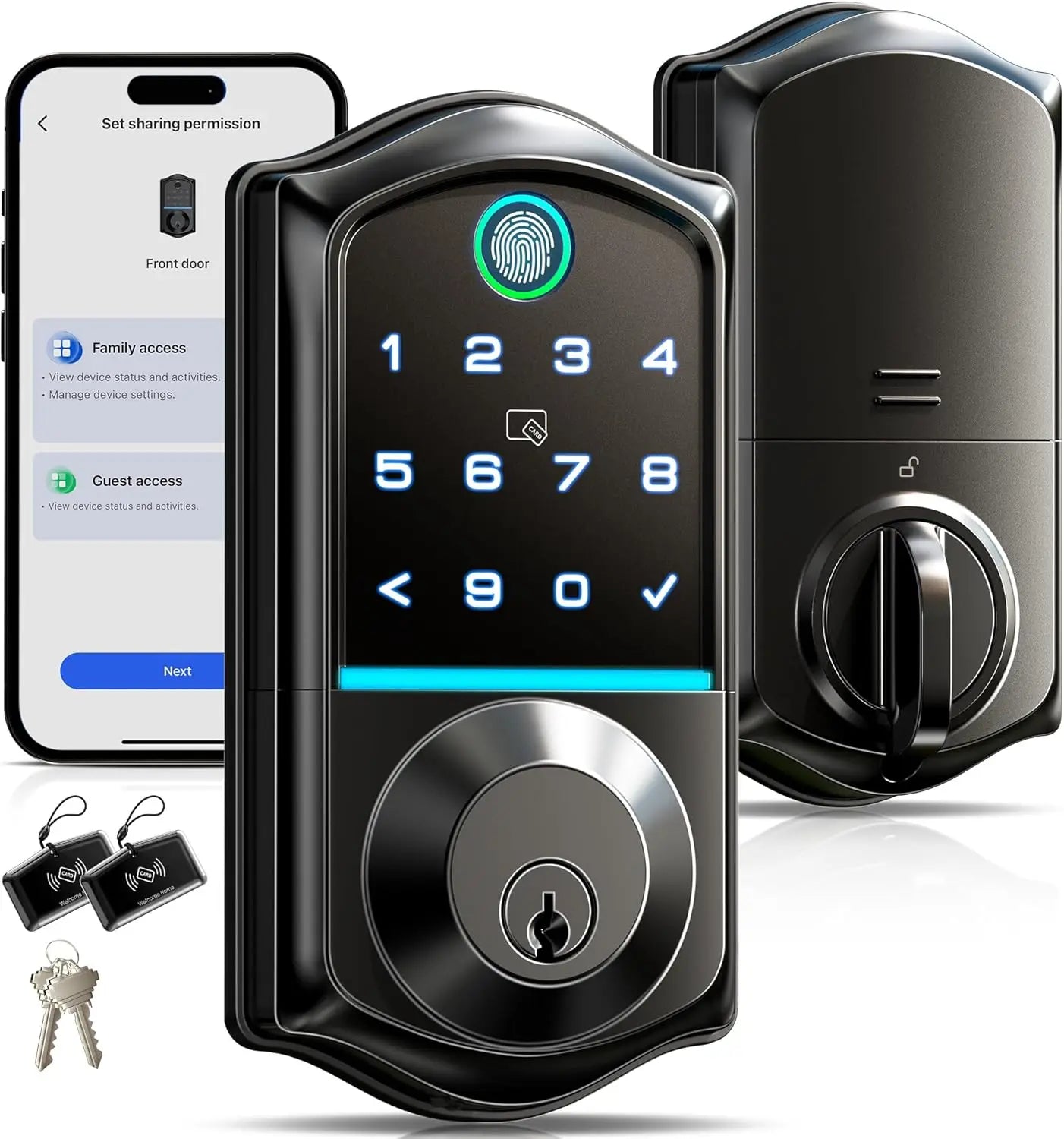 Fingerprint Smart Door Lock, App Control, 7-in-1 Keyless Entry, Auto Lock, Emergency Power Port