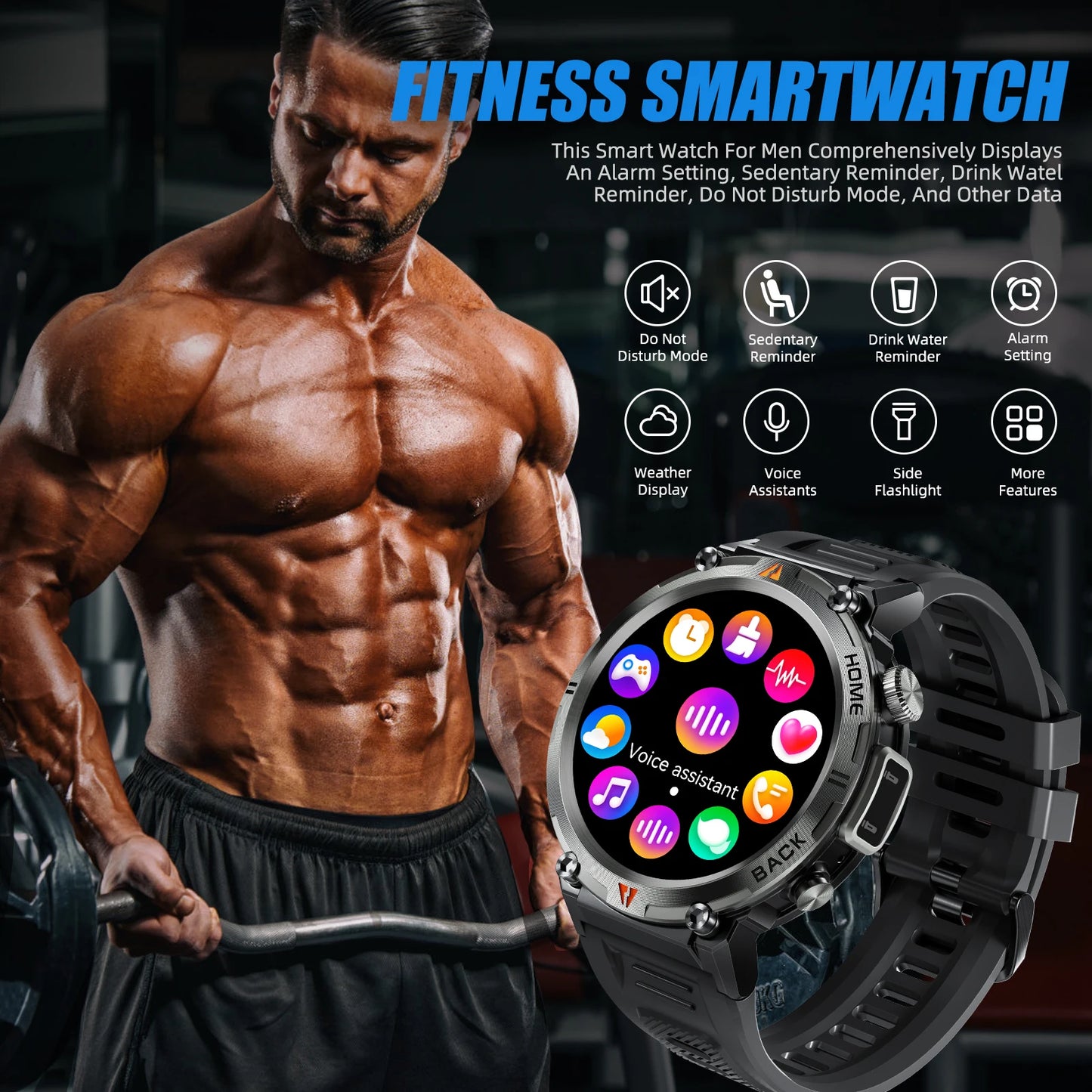 Bluetooth Call Smart Watch Men Full Touch Screen Health Monitor Clock