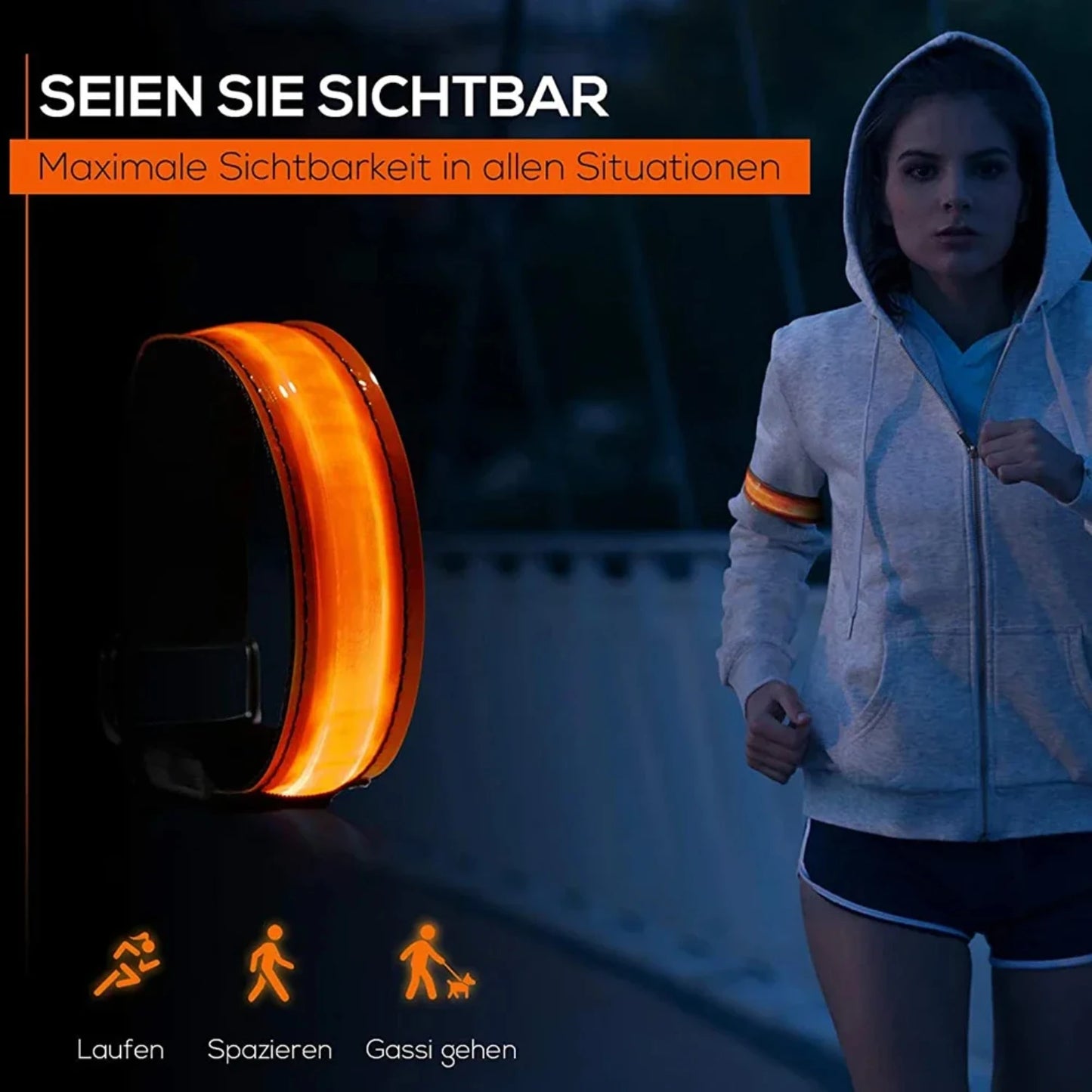 USB Charging Luminous Night Armband Bracelet Safety Belt