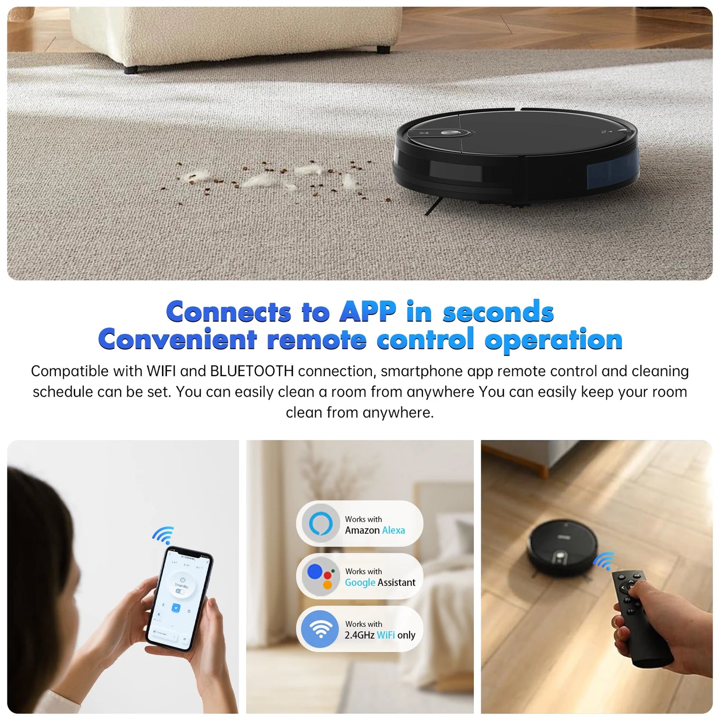 3 in 1 Smart Sweeping Robot Vacuum Cleaner and Mop Strong Suction