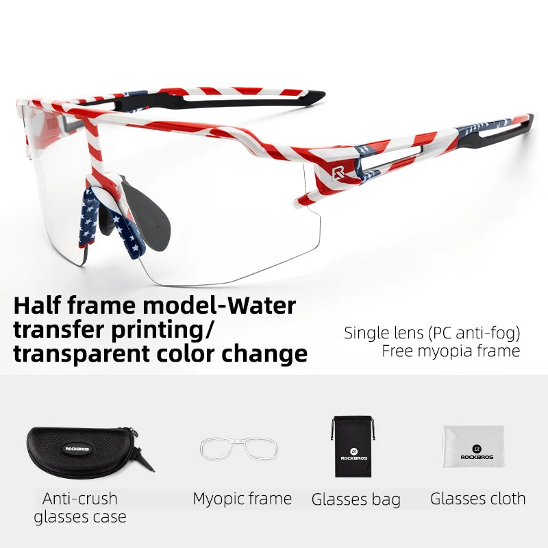 Cycling Glasses Photochromic Polarized Lens Bike Glasses UV400 Protection Eyewear