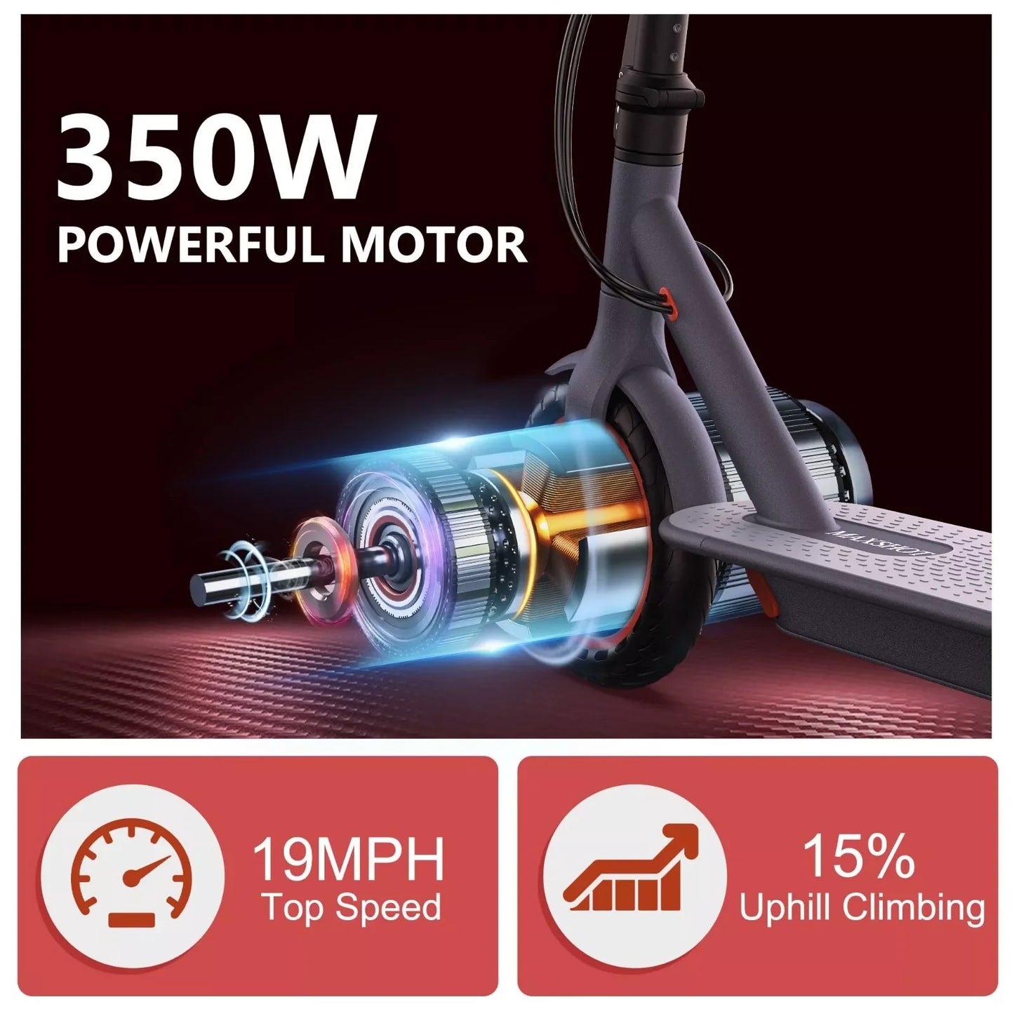 Electric Scooter 350W 19mph APP Smart Scooter Shock-absorbing Anti-skid
