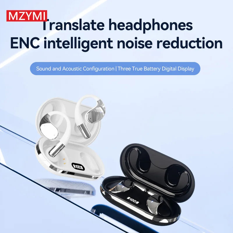 AI Translation Wireless Earphone TWS Ear Hook Sport Running Bluetooth Headset