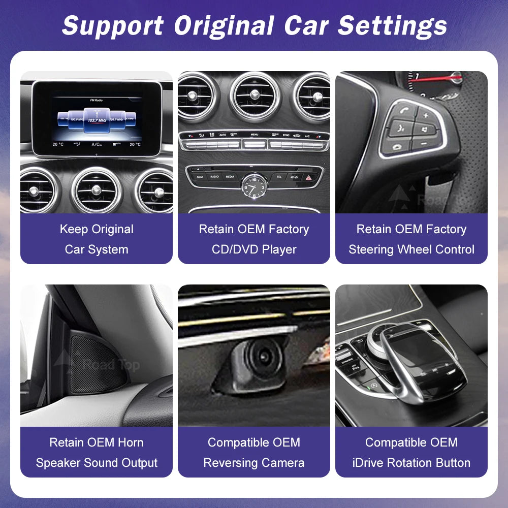 Wireless Carplay Linux Screen for Mercedes Benz W205 GLC A C V Class W447 CLA GLA 2015-2019 GPS With Android Auto Car Multimedia