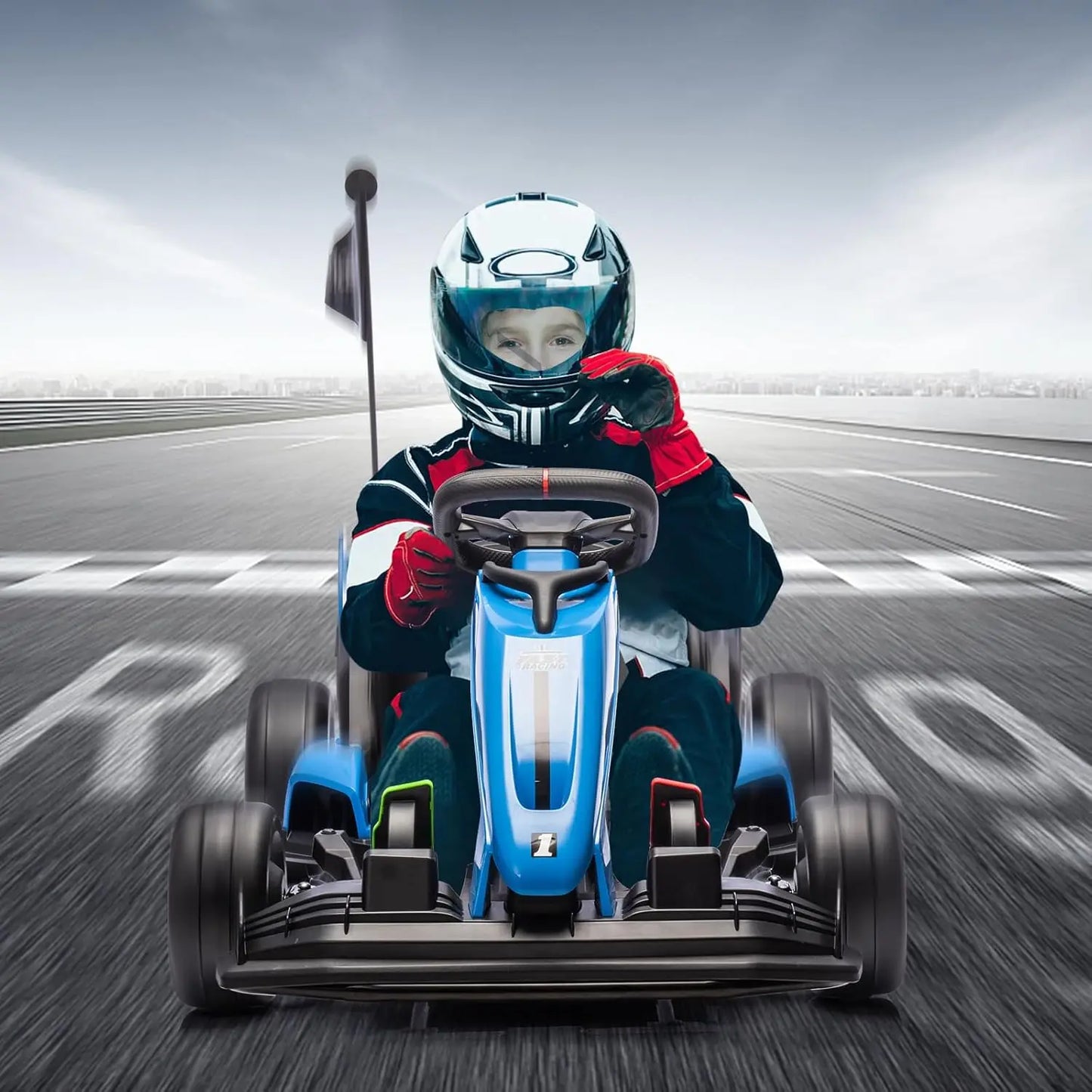 24V Go Kart, Electric Drift Kart Car with Adjustable Seat, Outdoor Ride