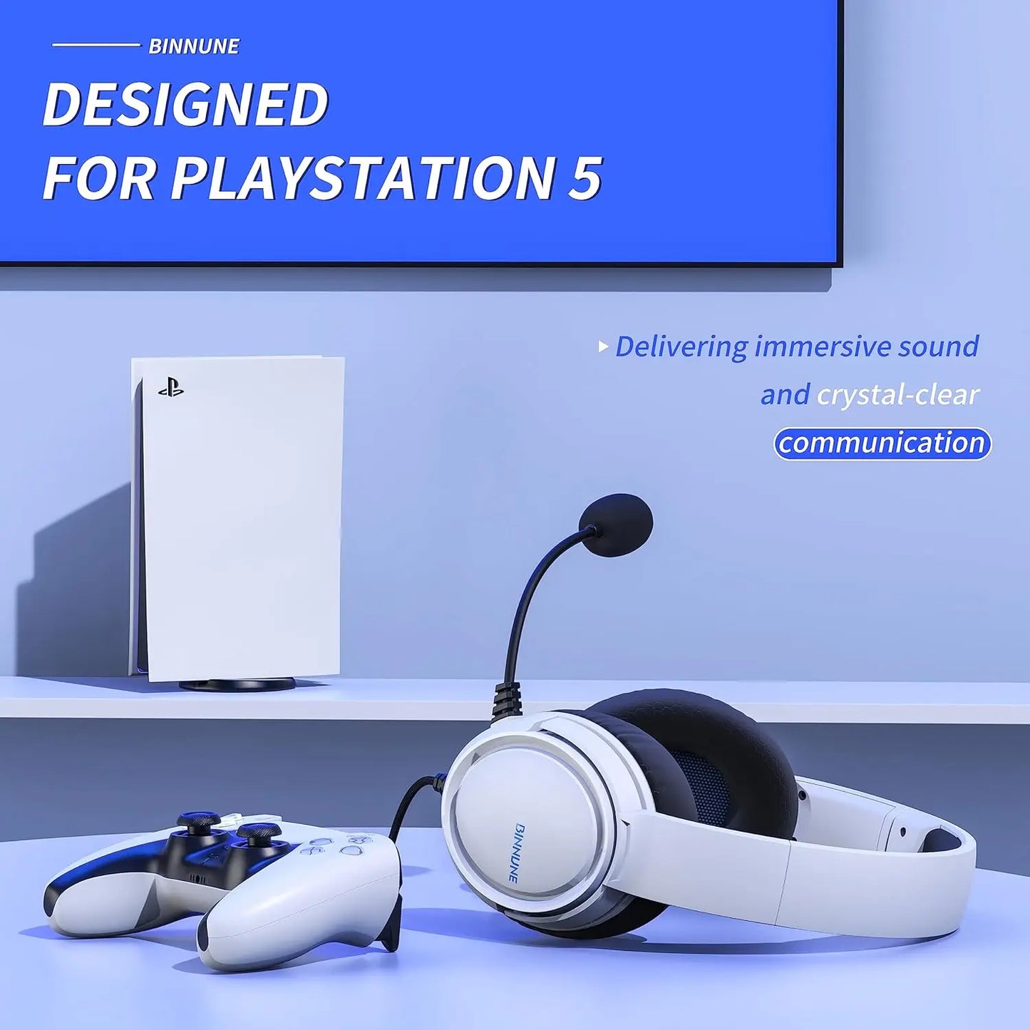 Gaming Headset with Mic for PS4 PS5 Xbox Series X|S Xbox One PC Switch