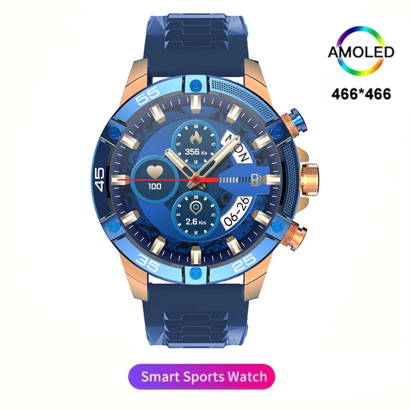Rugged Military Smart Watch Men for Sports Fitness Tracker Waterproof AI Voice Bluetooth