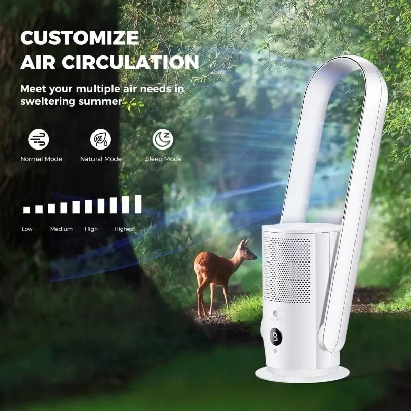 Bladeless Tower Fan and Air Purifier in one, True HEPA Filter 99.97%