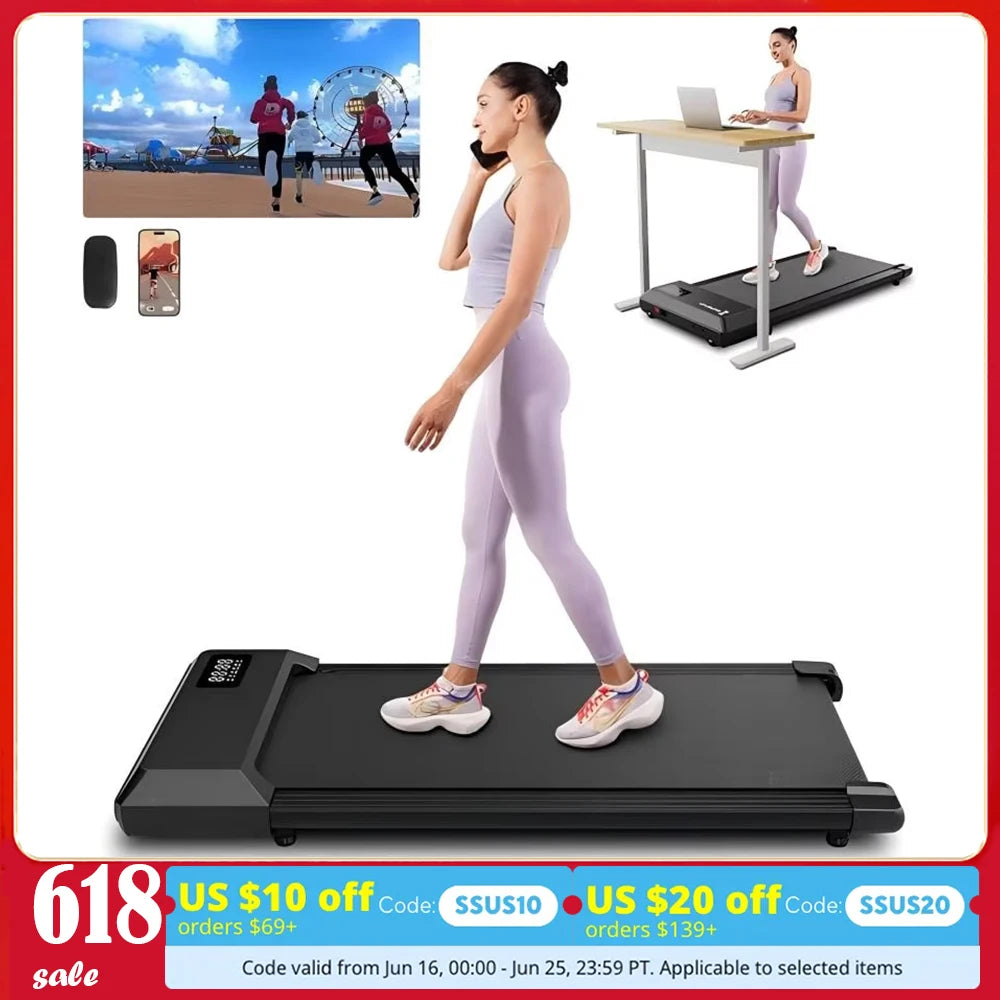 Superun 2-in-1 Home/Office 2.5 HP Walking Treadmill,mini for Small Spaces