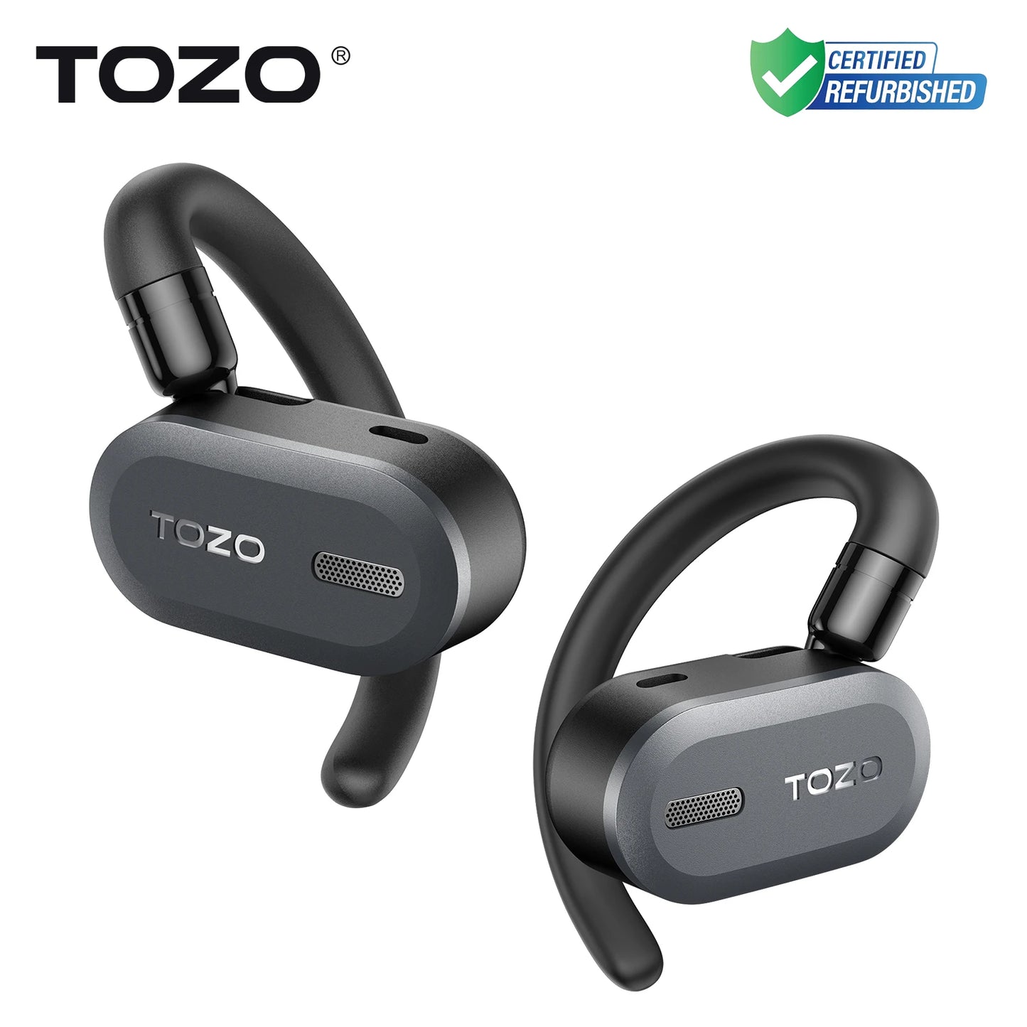 Refurbished TOZO Open Ear Hooks Headphones OWS Wireless Bluetooth 5.3 Earphones