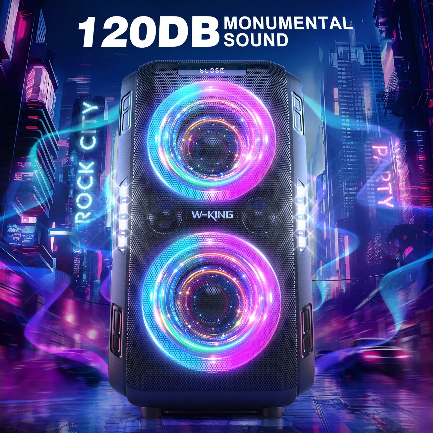 W-KING 250W PEAK Large Bluetooth Speaker Loudest/Massive 120dB