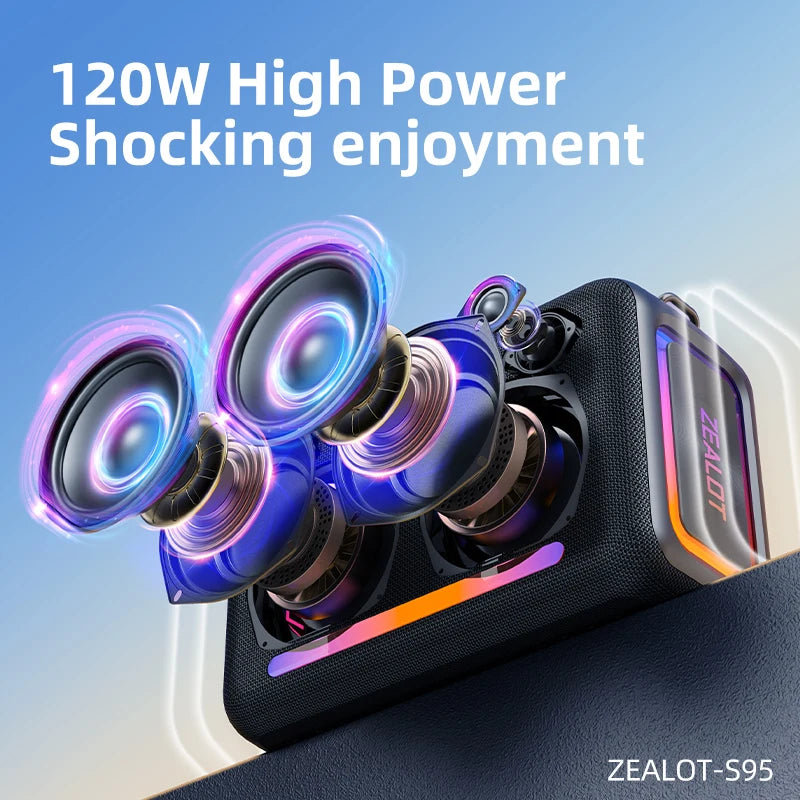 120W Waterproof Portable Loud Bluetooth Speaker, Wireless Outdoor Boombox