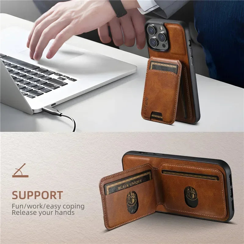 Luxury Wallet Phone Case Card Holder Leather Magnetic Pocket Cover For iPhone