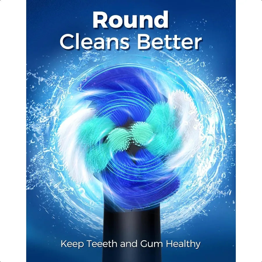 Rotating Electric Toothbrush for Adults with 8 Brush Heads 2 Types 4 Modes Deep