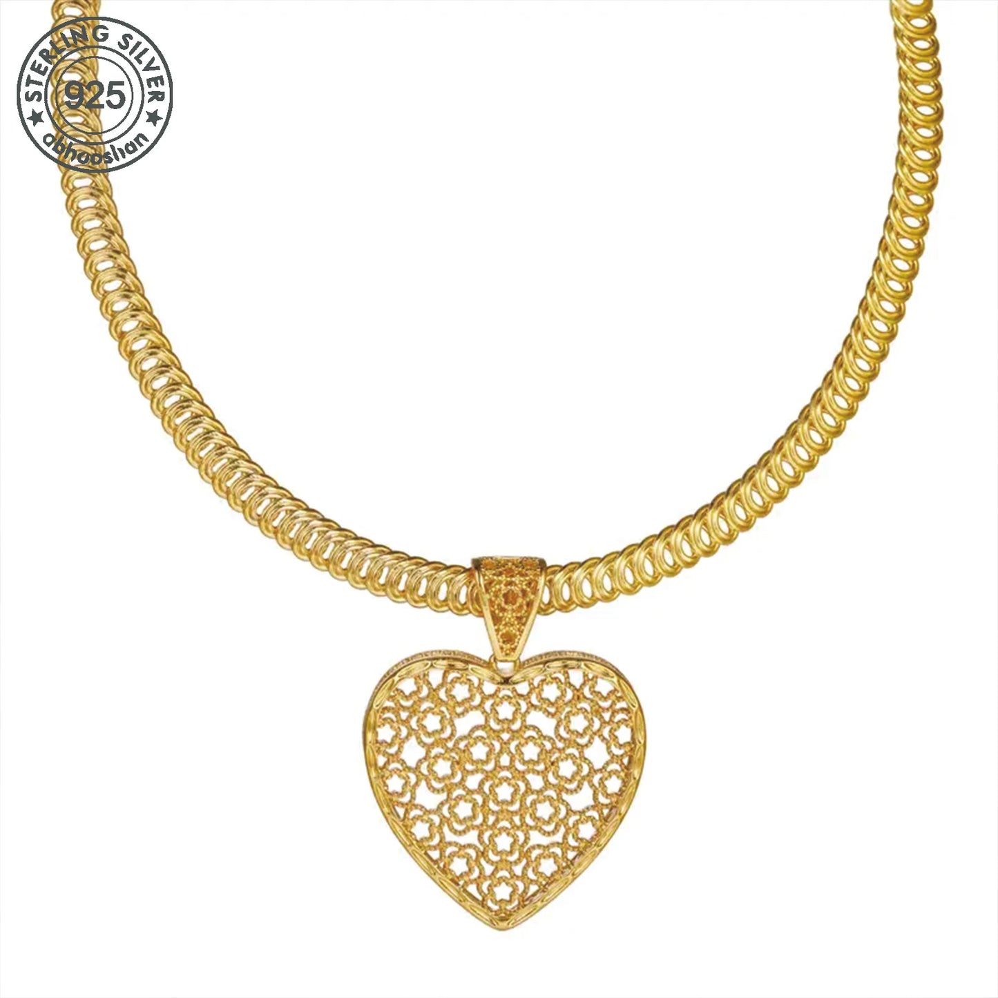 2 Piece Elegant 18K Gold Plated Jewellery Set - Boho Chic Heart Pendant