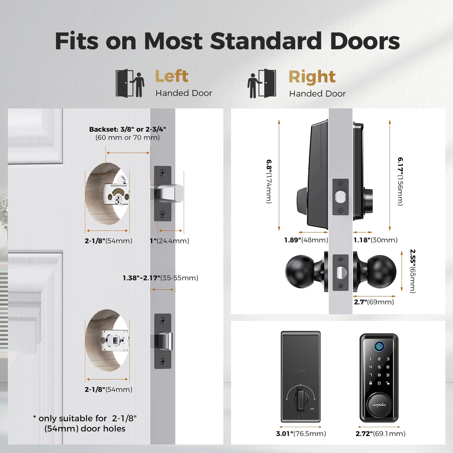Smart Lock D601K Keyless Entry Door Lock Deadbolt with Handle Set Waterproof