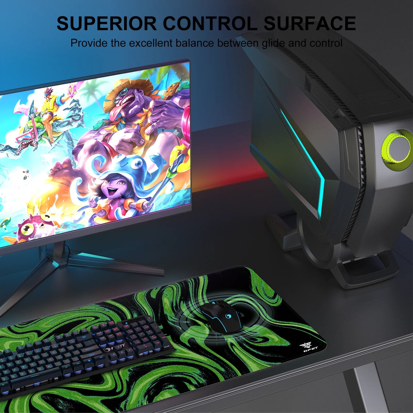 Extended Big Mouse Pad Large, With 3mm Non-Slip Base And Stitched Edge,