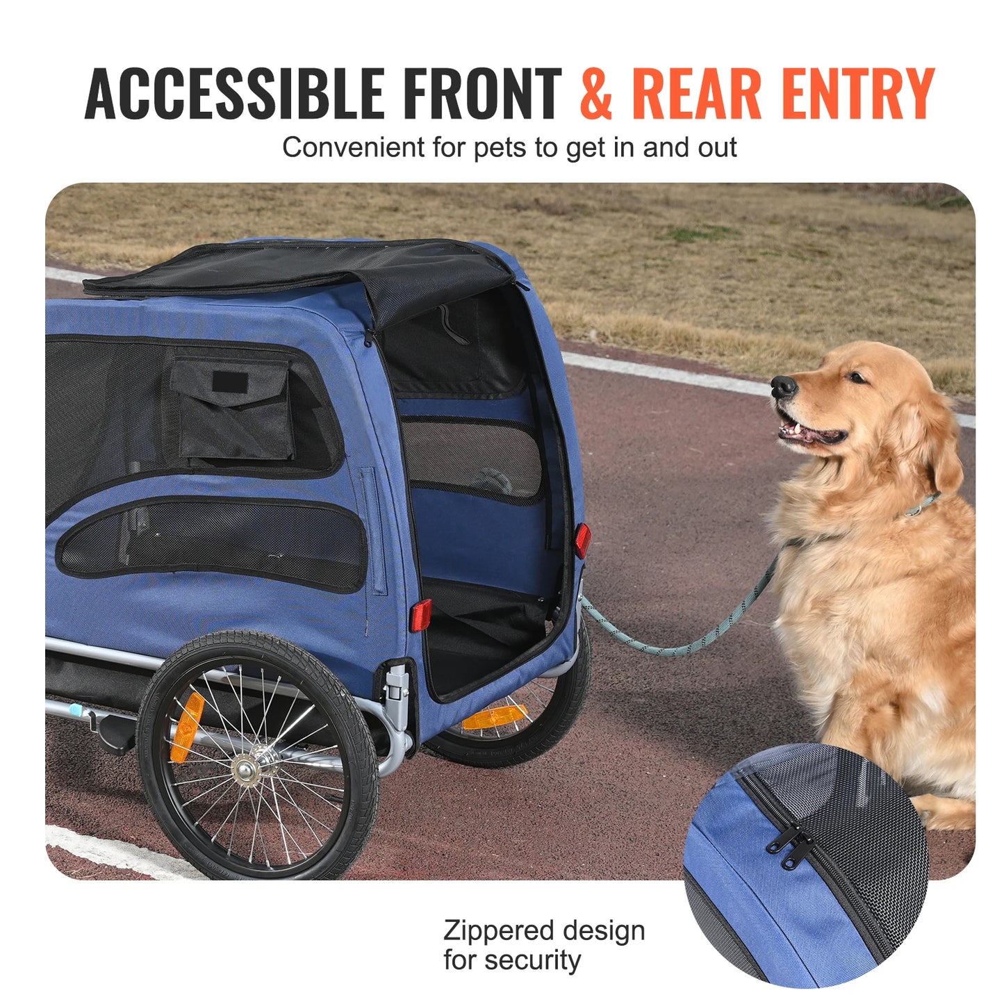 SucceBuy 100 lbs Pet Cart Bicycle Carrier Dog Bike Trailer with Coupler Reflectors Flag