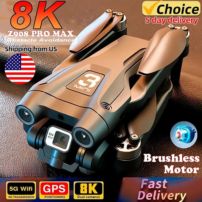Pro Max GPS Drone Brushless 8K HD Dual Camera Optical Flow Obstacle