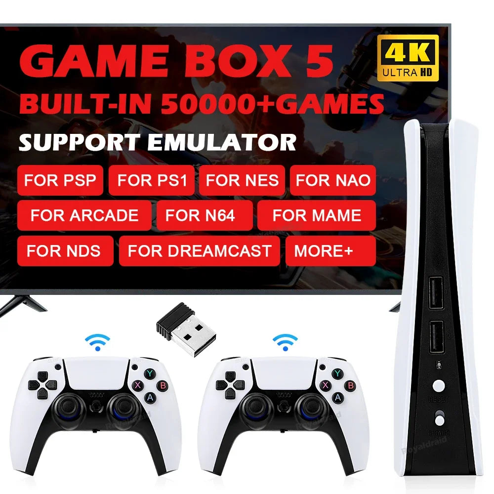 GB5 Video Game Console 256GB/128GB/64G 50000 + Retro Games HD TV Game Box 5 Two Gamepads