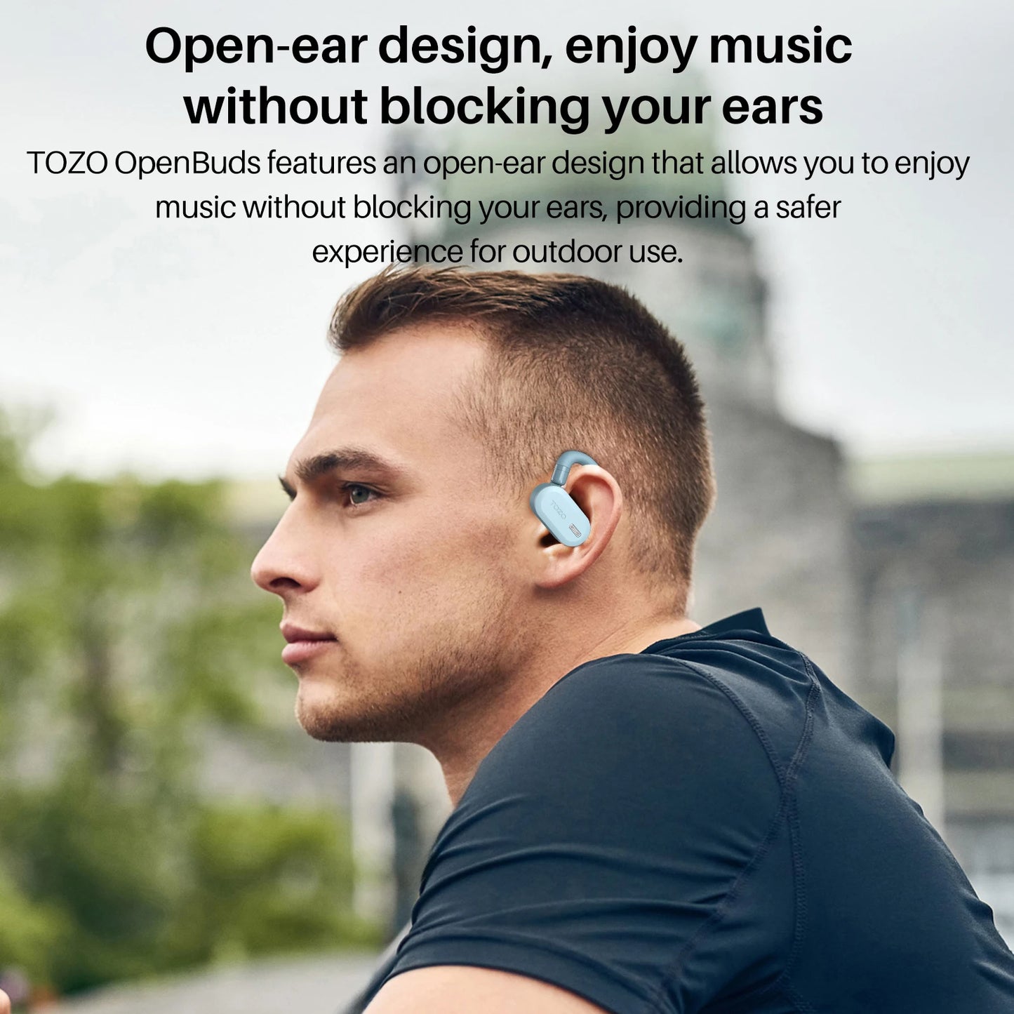 Refurbished TOZO Open Ear Hooks Headphones OWS Wireless Bluetooth 5.3 Earphones