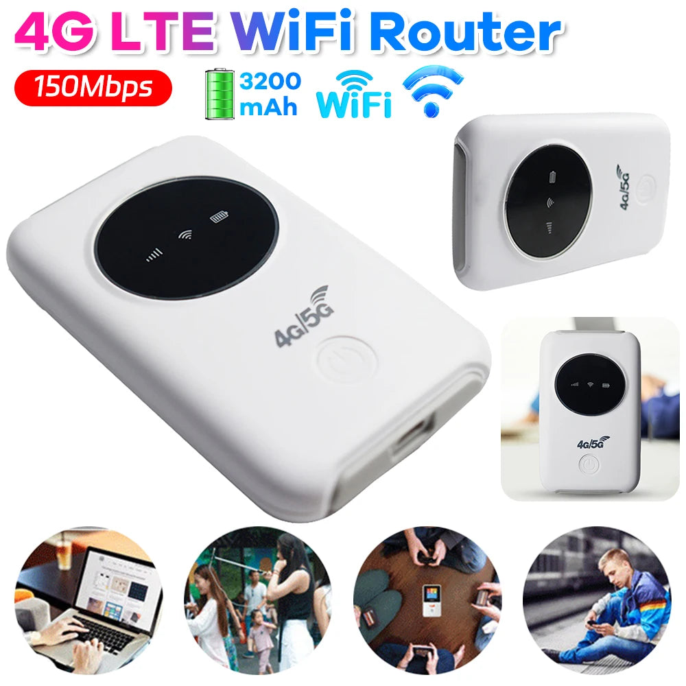 150Mbps 4G LTE Wireless Router 3200mAh with SIM Card