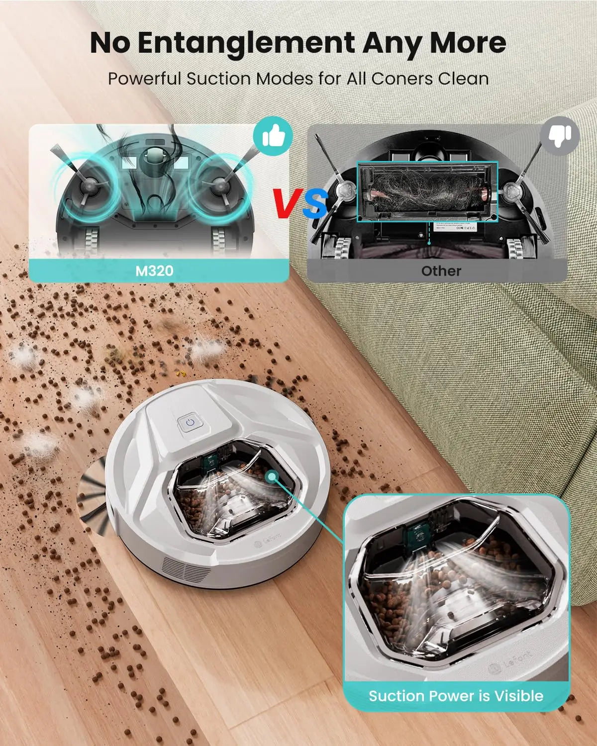 M320 Robot Vacuum Cleaner with Mop, 6000Pa Powerful Suction,