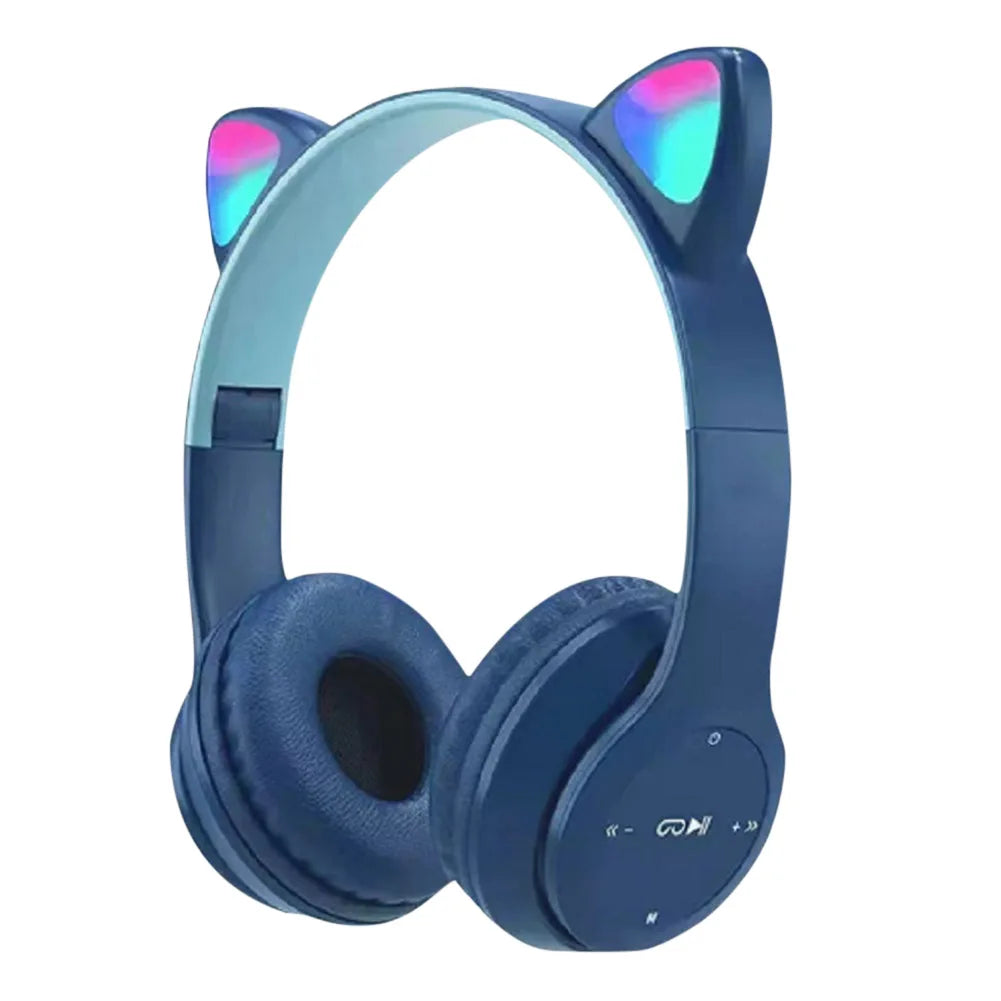 Wireless Headphones Cat Ear Bluetooth-Compatible Helmets Glow Light