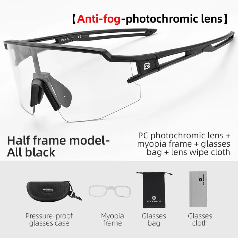 Cycling Glasses Photochromic Polarized Lens Bike Glasses UV400 Protection Eyewear