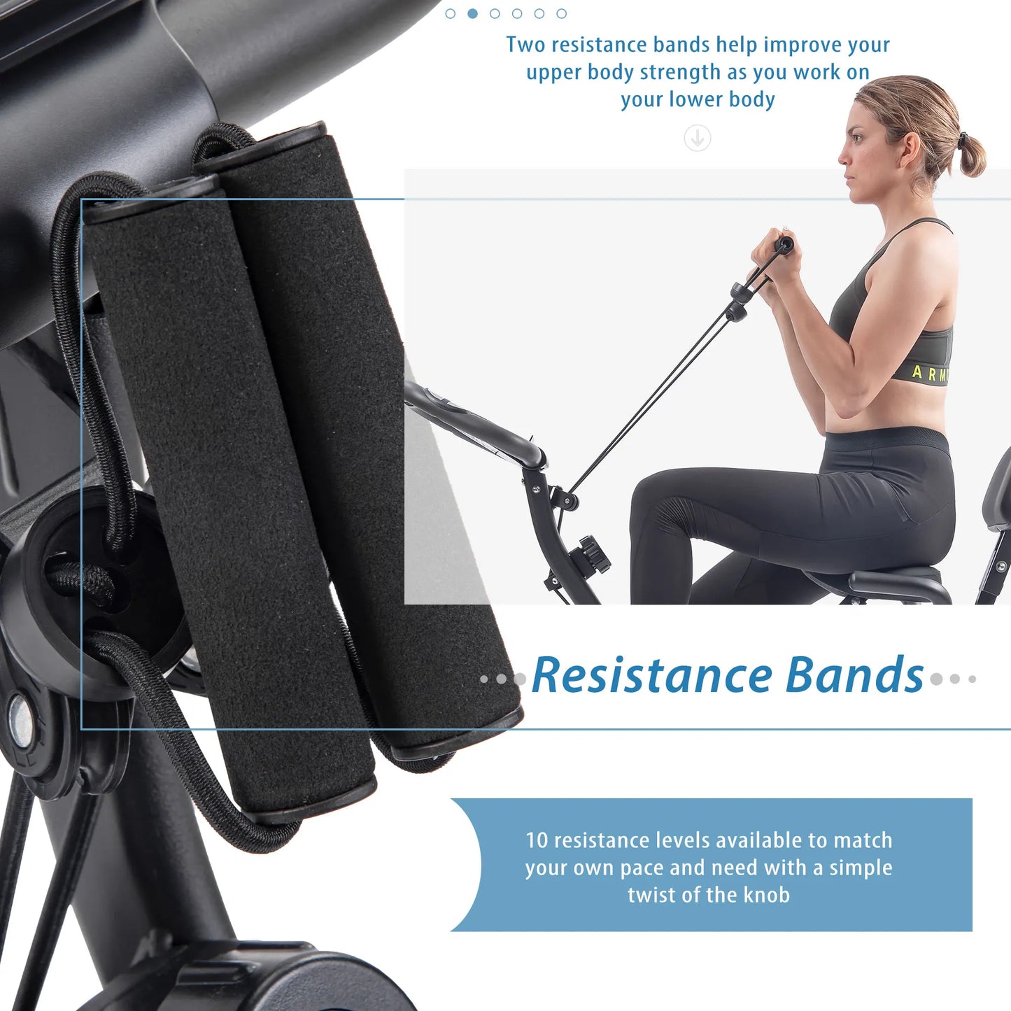 Metal Folding Exercise Bike Upright and Horizontal for Home Fitness