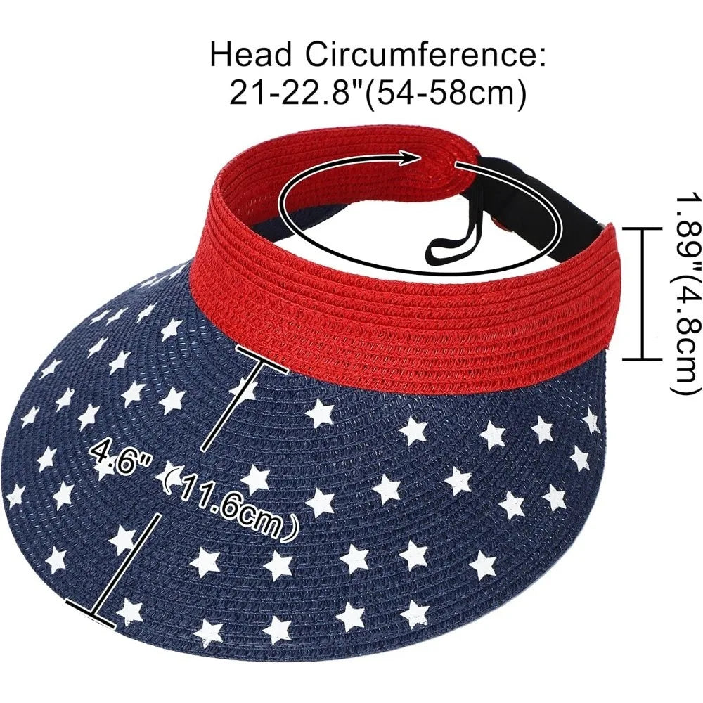 Womens Sun Hat Straw Visor UV Protection Wide Brim