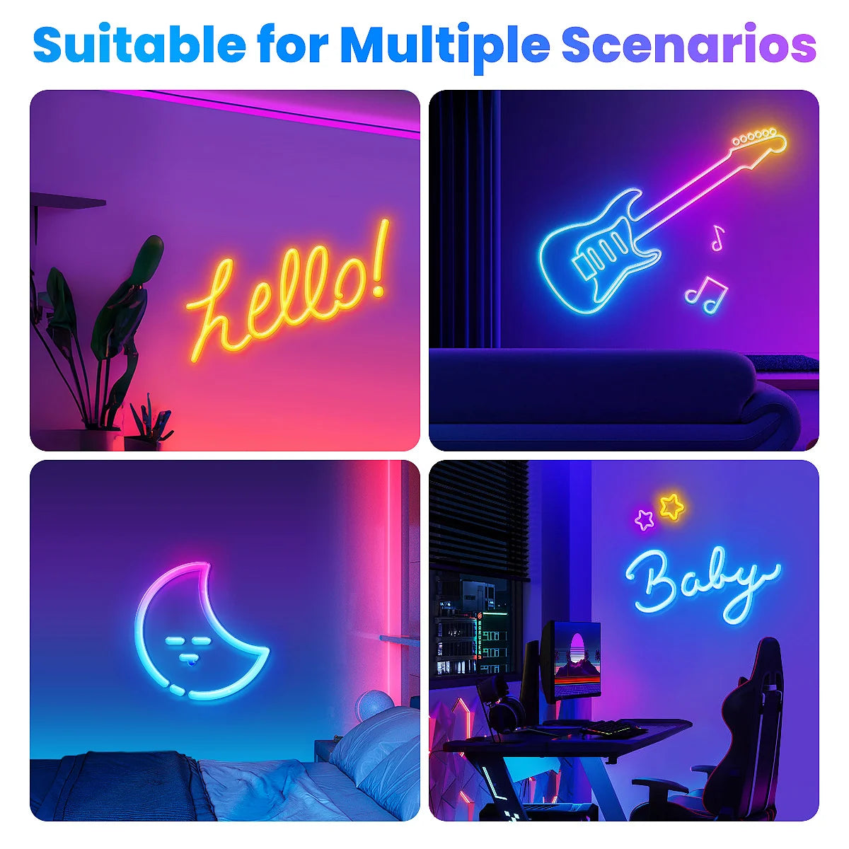 Neon LED Rope Lights, LED Lights For Bedroom Flexible LED Light Strip