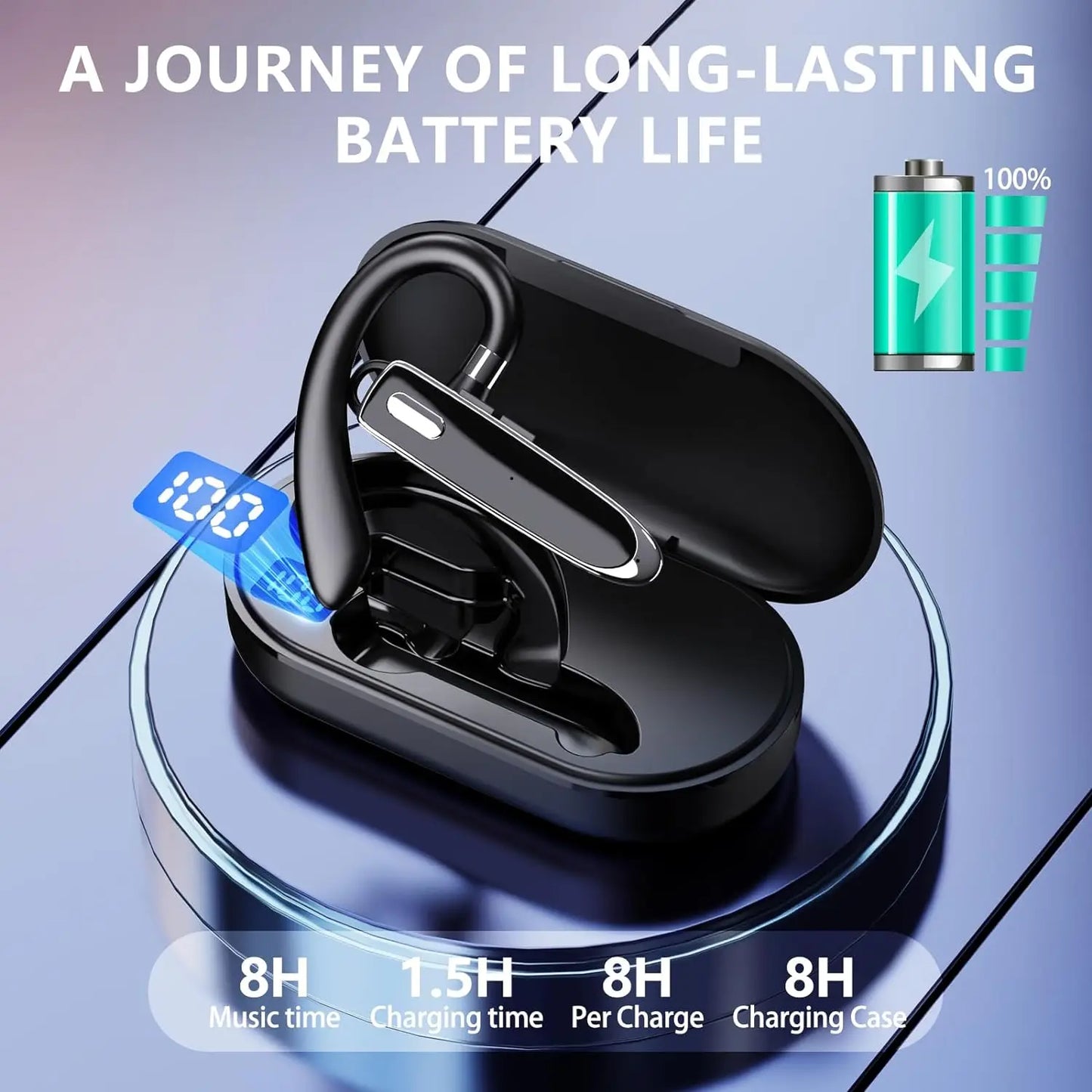 Bluetooth Headset Wireless Hands-Free Phone with Mic Hands-Free Earphones