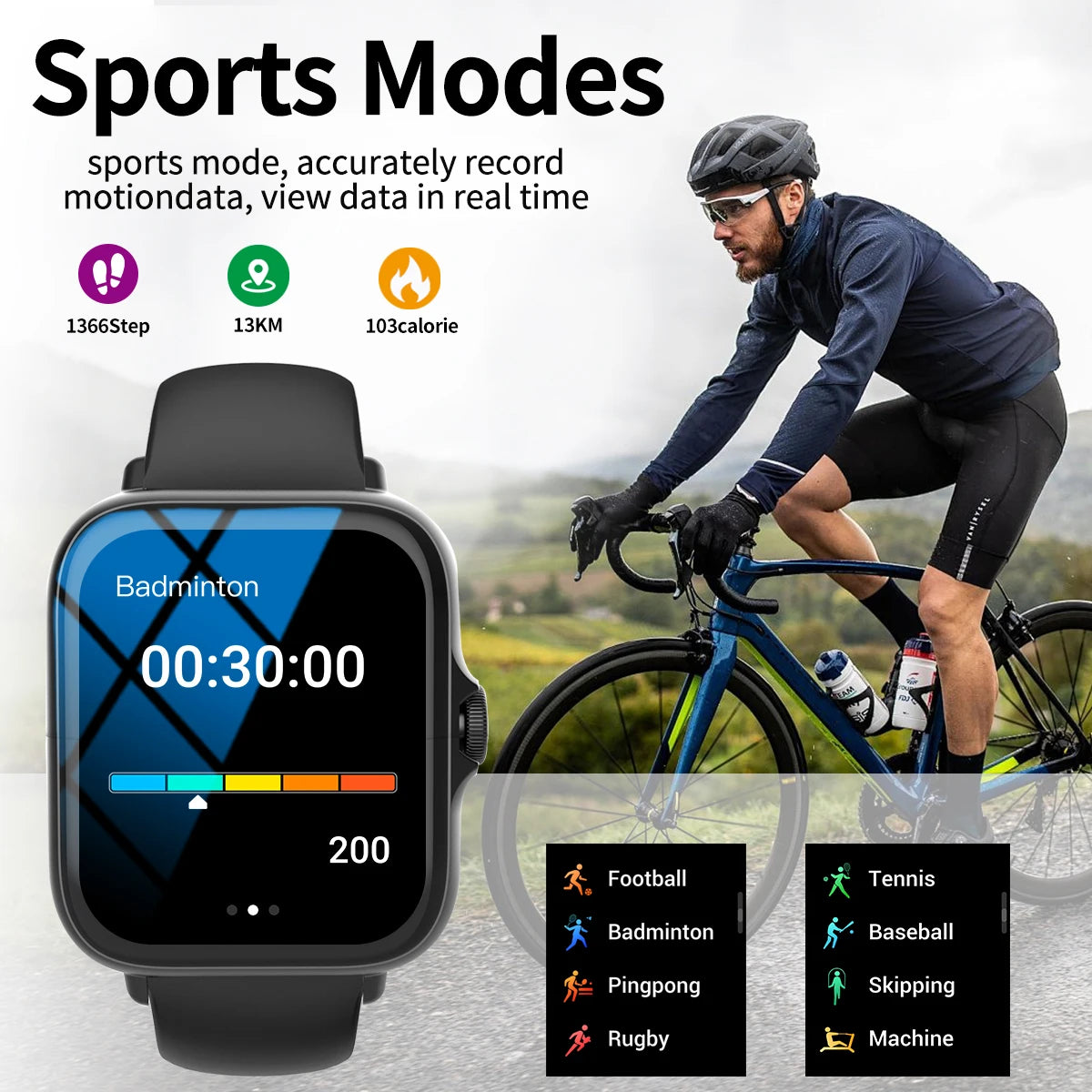 Smart watch with full touch screen, call, message reminder, music control