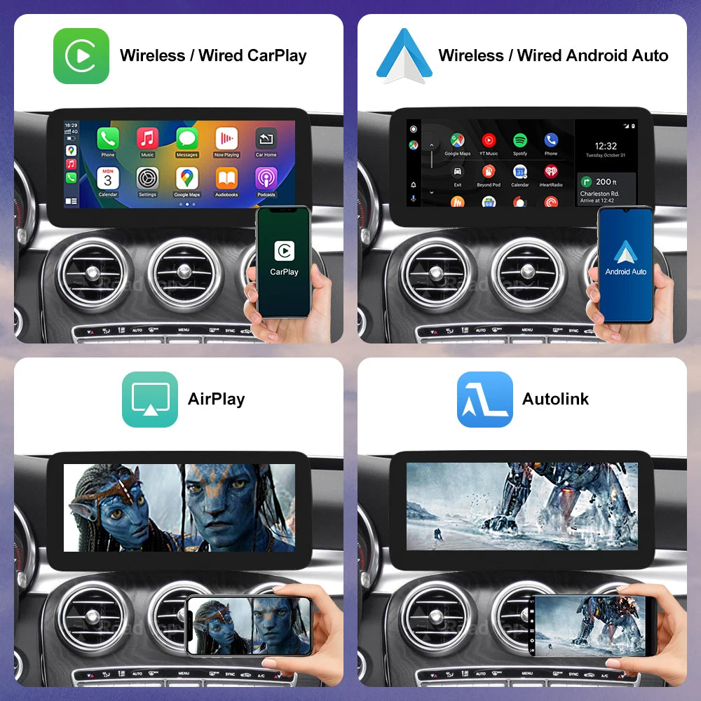 Wireless Carplay Linux Screen for Mercedes Benz W205 GLC A C V Class W447 CLA GLA 2015-2019 GPS With Android Auto Car Multimedia