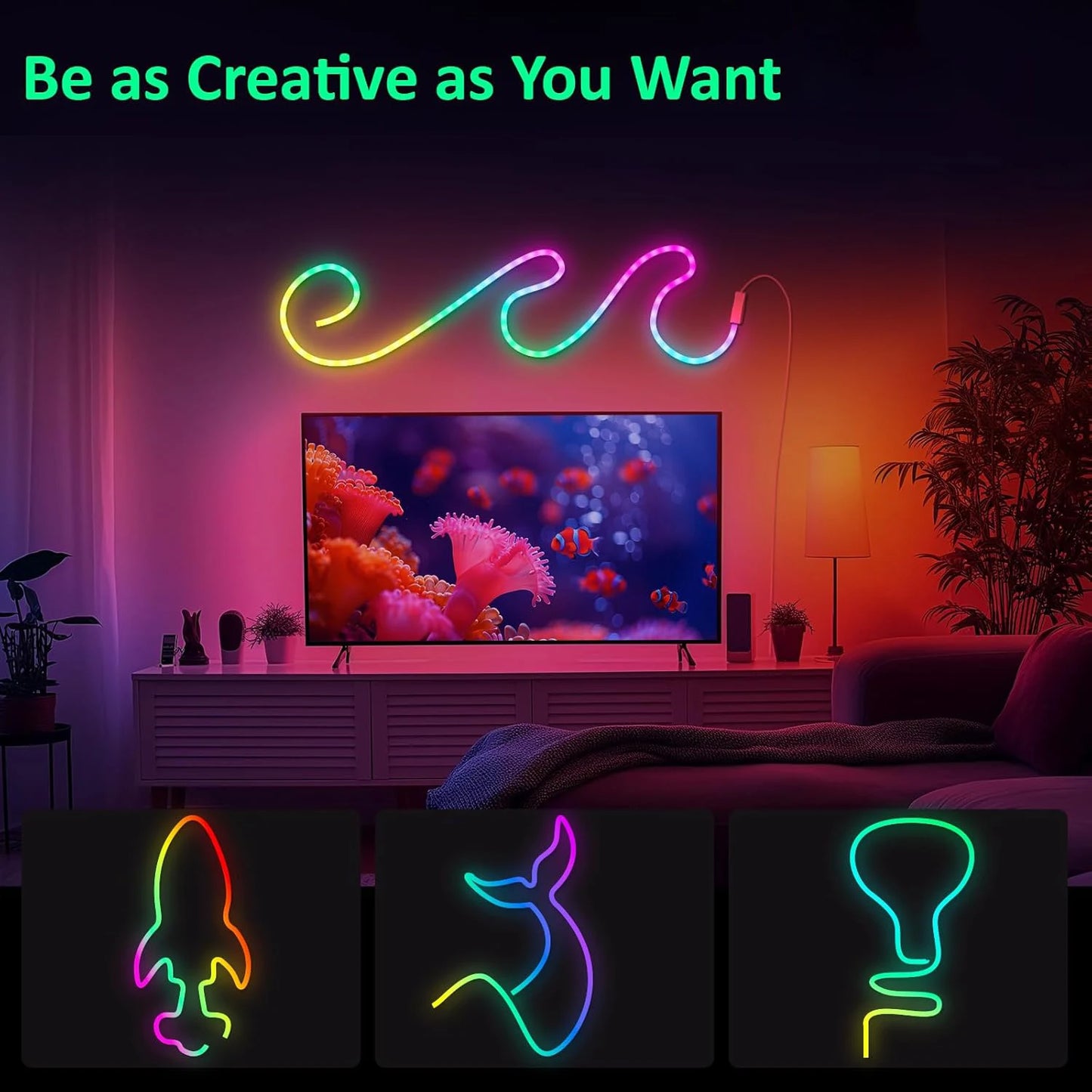 Neon LED Rope Lights, LED Lights For Bedroom Flexible LED Light Strip