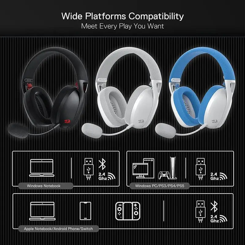 Redragon H848 Headset Bluetooth Wireless Gaming Lightweight 7.1 Surround Sound
