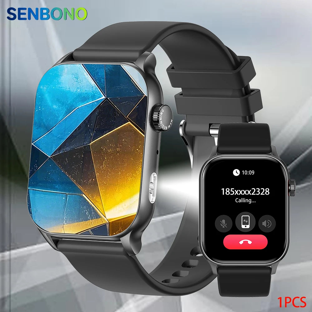 Smart Watch Bluetooth Call LED Flashlight 100+ Sport Modes Custom Dial AI