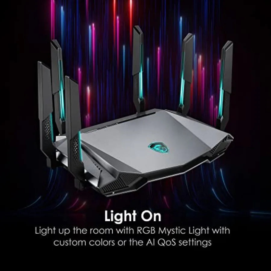 Radix AXE6600 WiFi 6E Tri-Band Gaming Router, AI QoS, RGB, 1.8GHz Quad-Core Processor, MU-MIMO, Tri Band Gigabit Wireless, 8-St