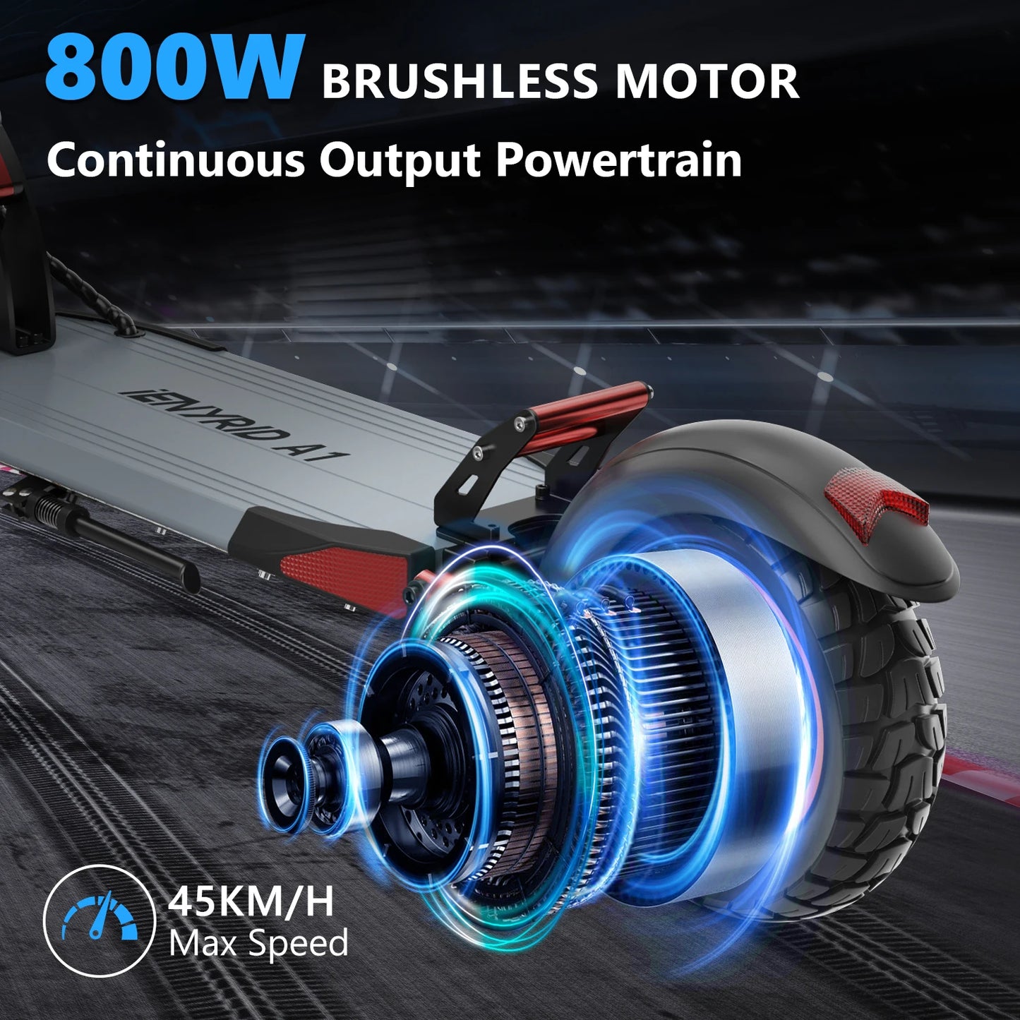 A1 Foldable Electric Scooter Peak 800W Motor 48V/12.5 AH E-Scooter Max Speed 45KM